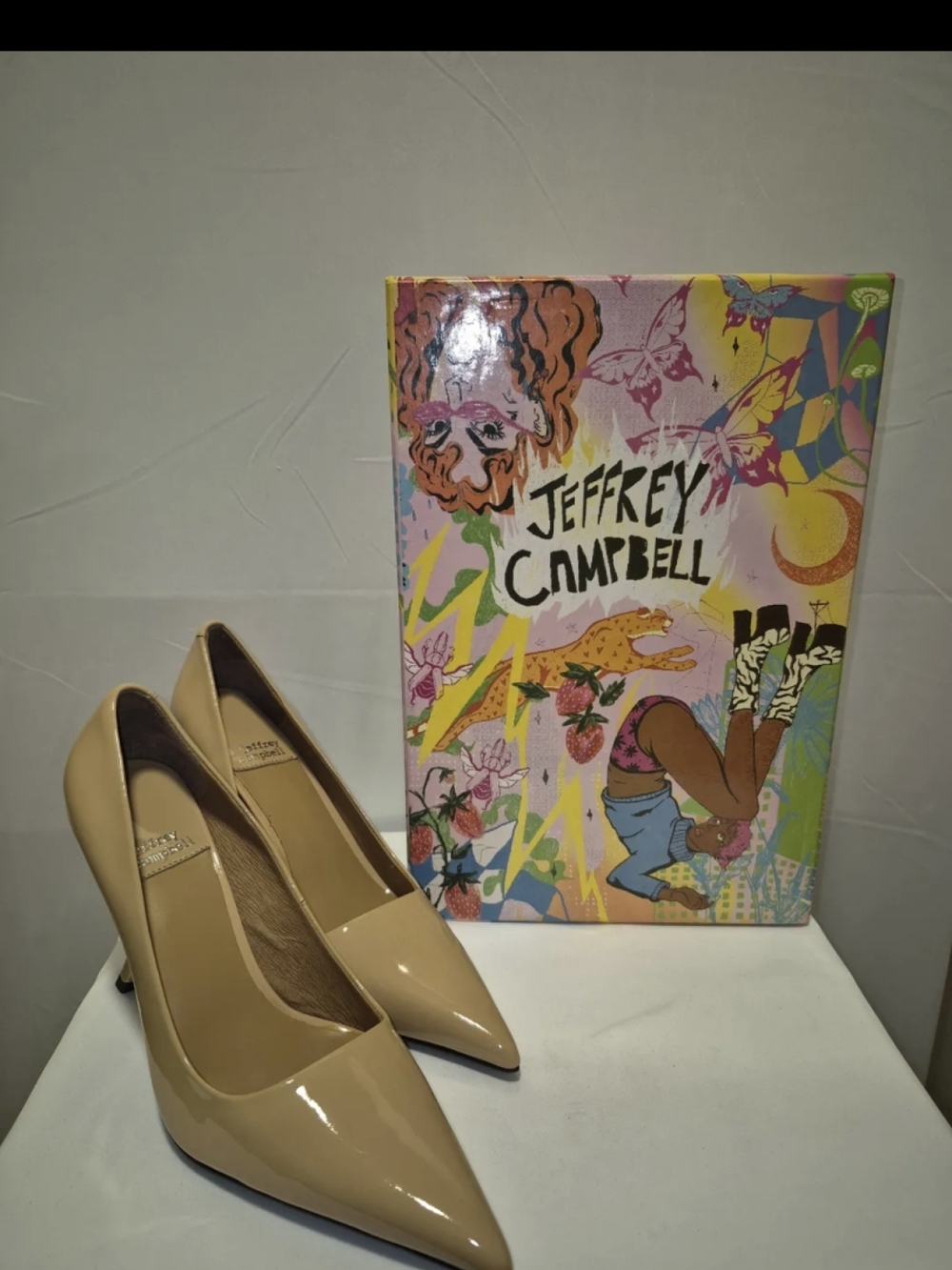 New* Jeffrey Campbell Beige Patent Pointed-Toe Pumps (Box Included)